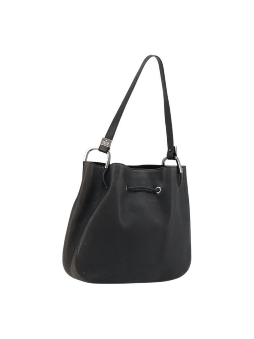 Authentic GUCCI Purse Shoulder Bag Leather Black Silver 001 3748